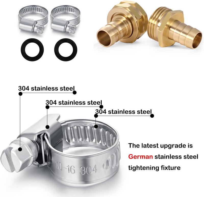 SIGURANTA Garden Hose Repair Connector with Clamps Hose End Repair Kit, 1/2"Barb Garden Hose Fittings Male and Female brass garden hose ends (1/2"Barb-4 Set) - Image 3